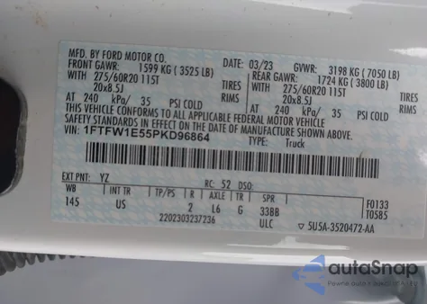 2023 Ford F-150 Xlt from USA, damaged, VIN 1FTFW1E55PKD96864